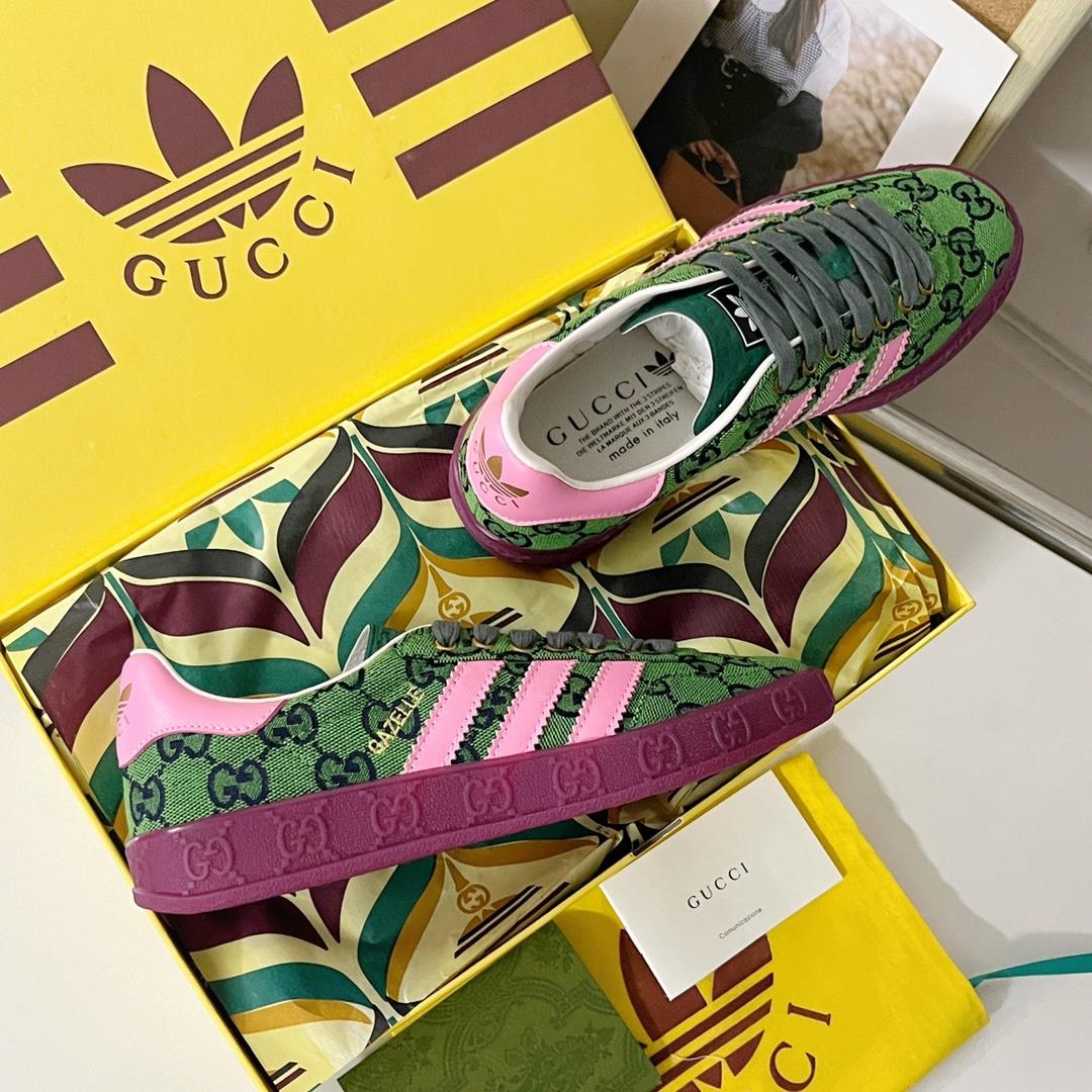 Top level version new color scheme Adidas x Gucci Co branded Gazelle sneakers Couple casua