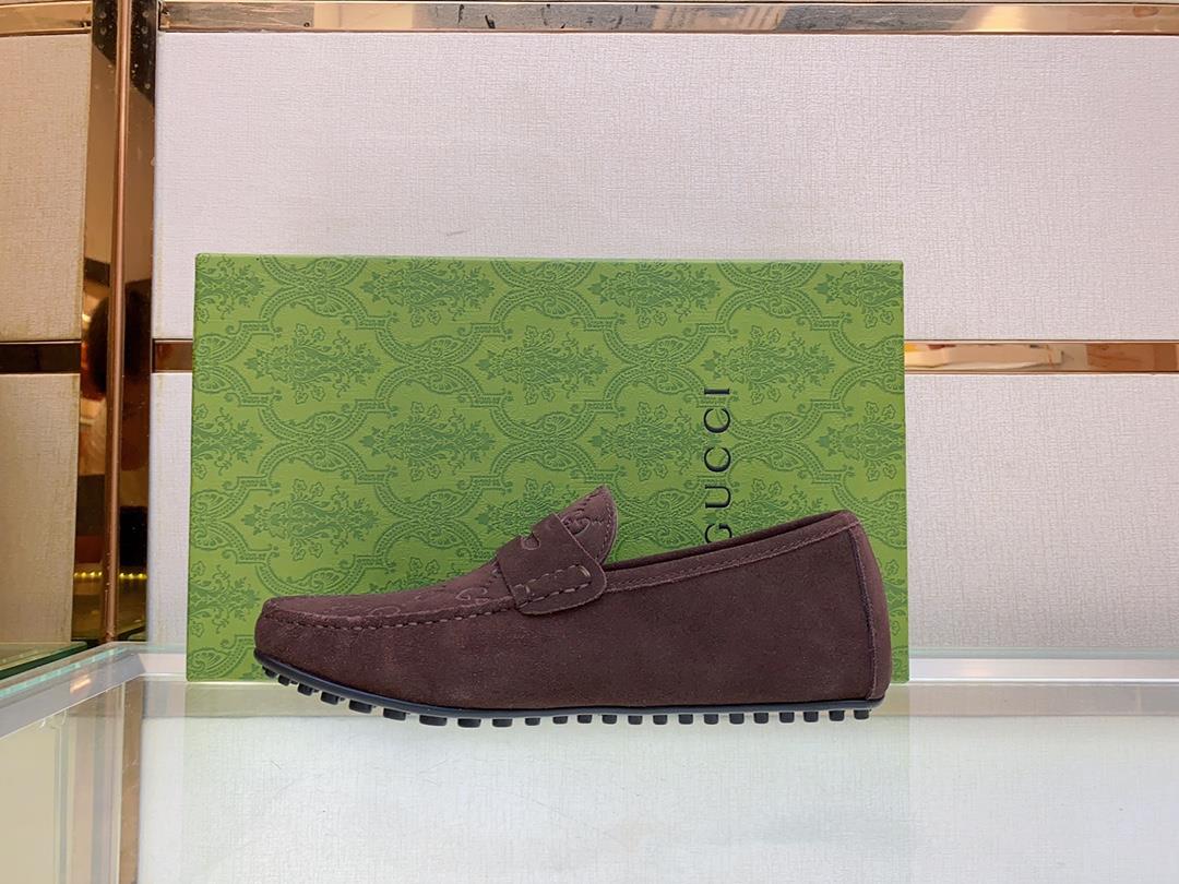 original Single Quality Counter New Gucci Pure Handmade Driving Mens Shoes Bean Shoes F