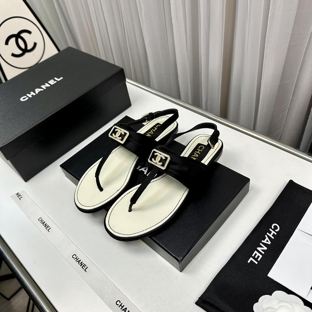 chanel satin water brick buckle clip sandalsHigh end quality of large factoriesThe silk te