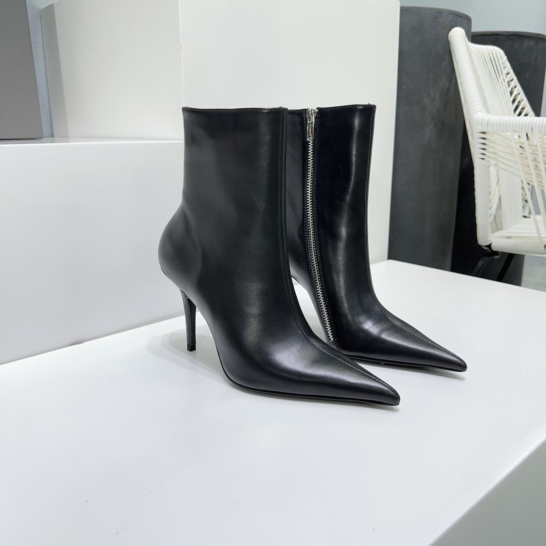 High quality factory produced short boots Balenciaga 2023 autumnwinter pointed zippered l