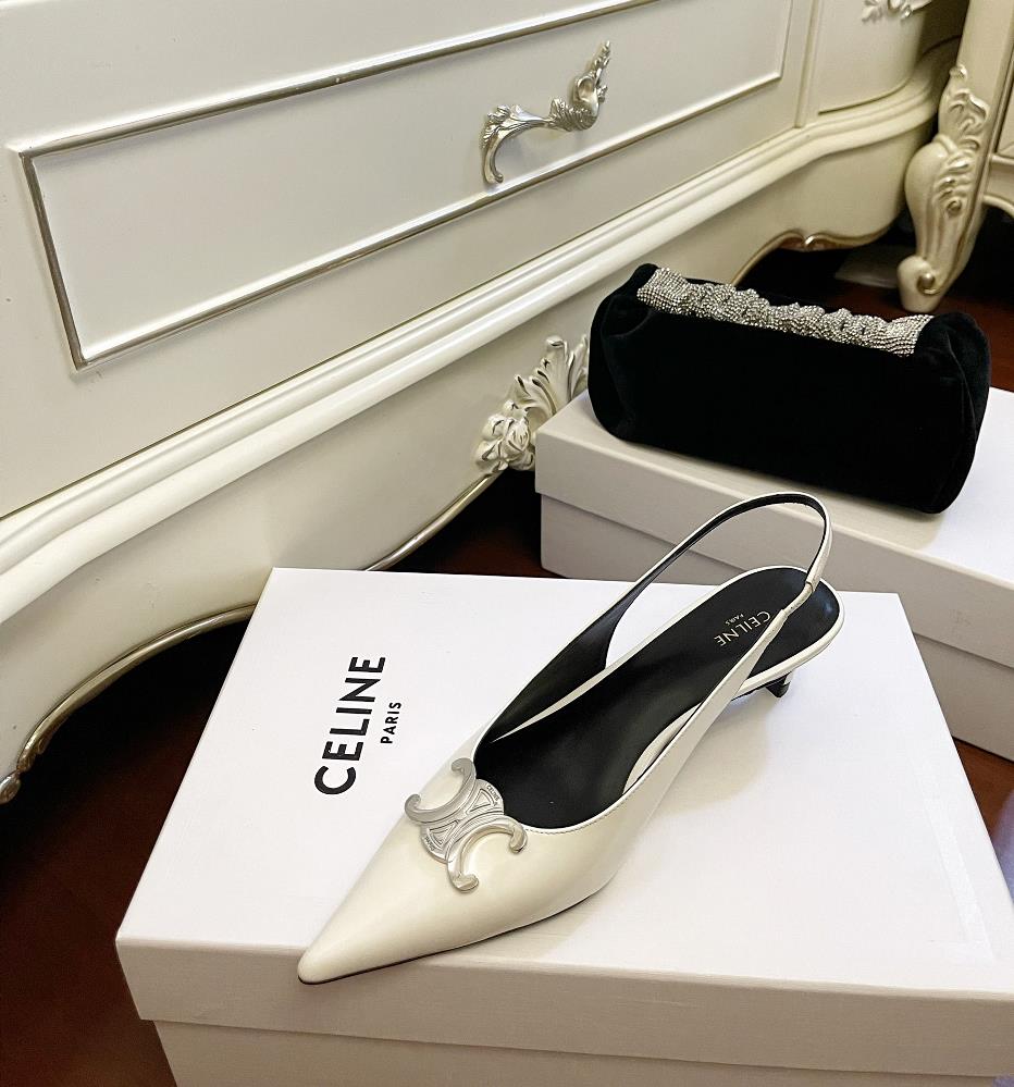 celine shoeslatest black silver pointed kitten heel iconic single shoe