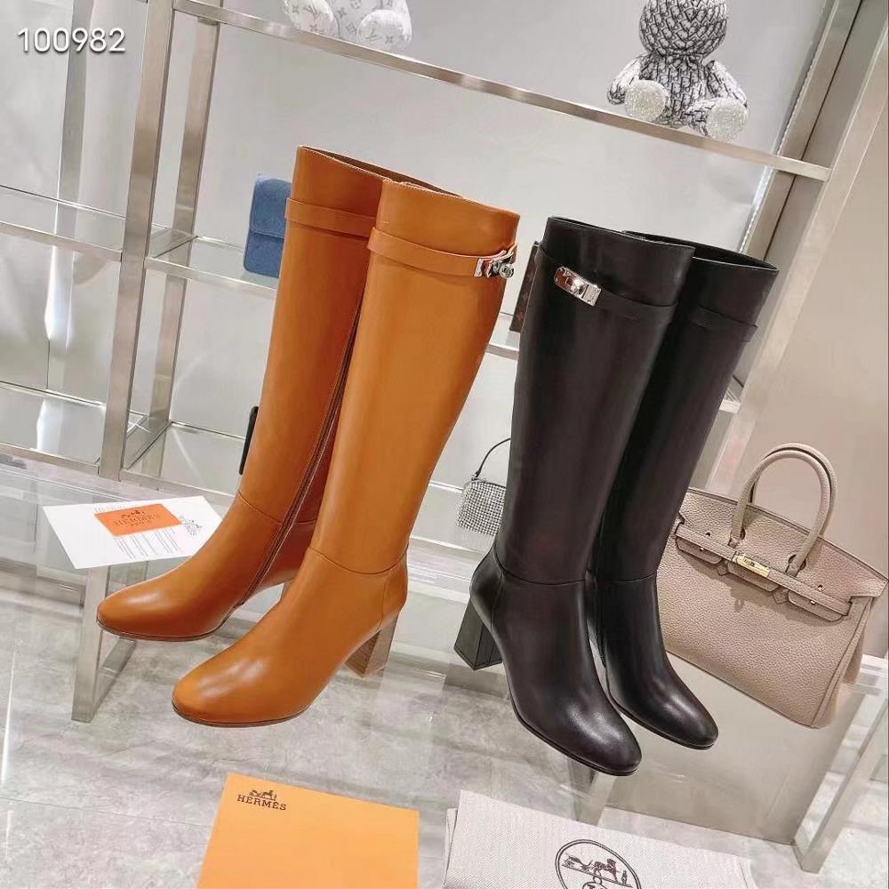 Long term stock Hermes Hermes autumn and winter new womens fashion boots grain leather l