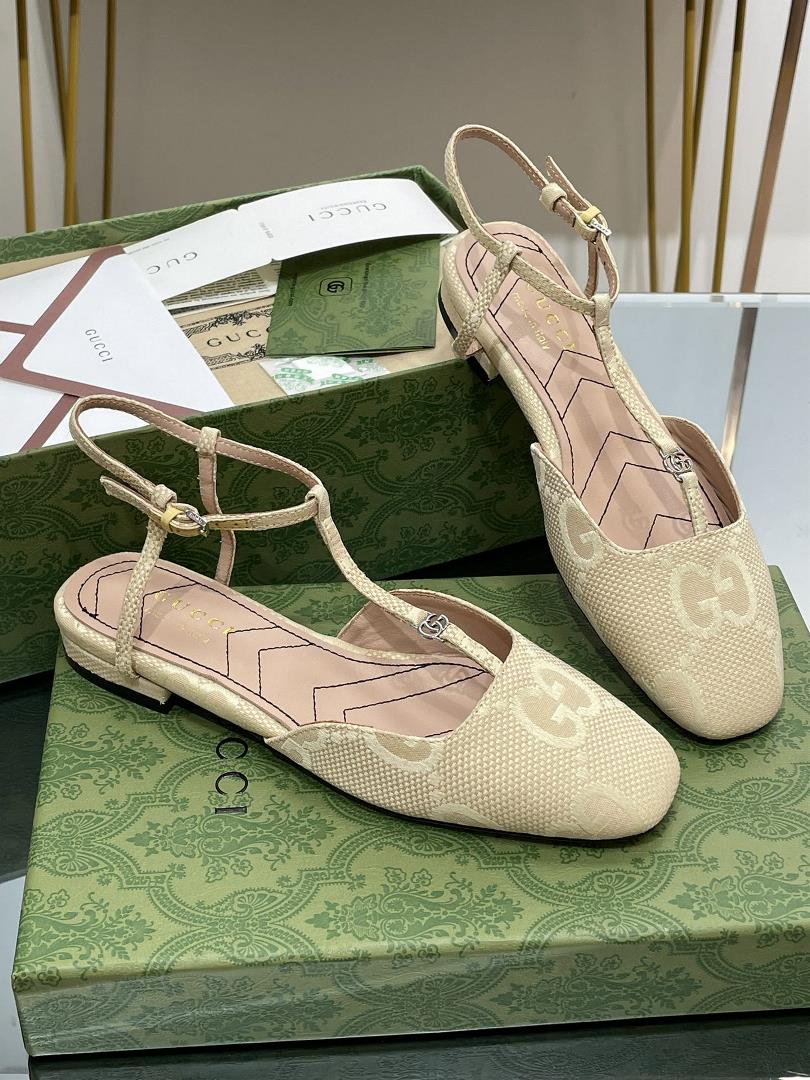 Gucci 2023 SpringSummer New Small Pair G Buckle Ballet Mary Jane Flat Shoes Embroidered a