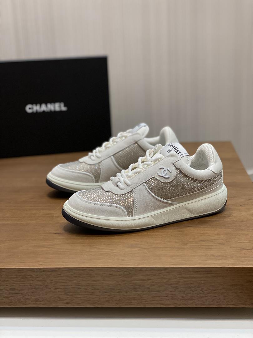 chanel spring and summer new sports shoe fabric italian imported calf leather hot drill dr