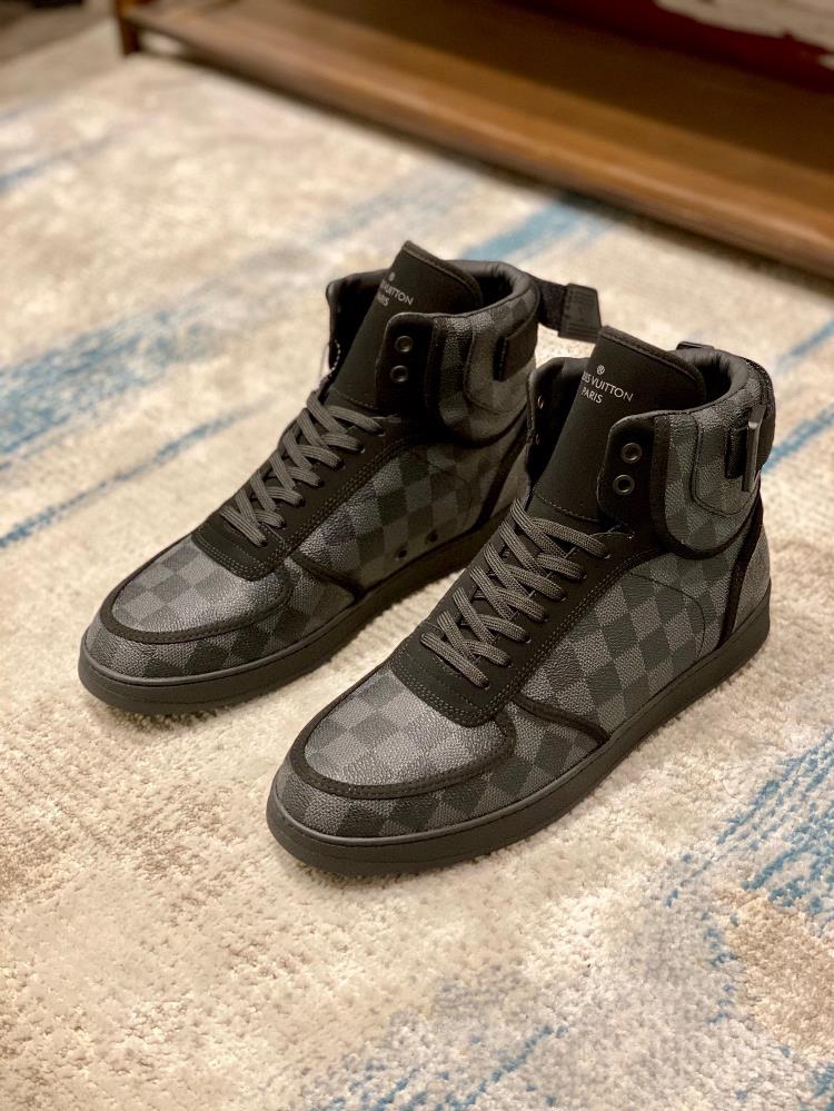 lv Rivoli High Top Sneakers with Top QualityThis sports shoe is made of Monogram rainbow cowhide co