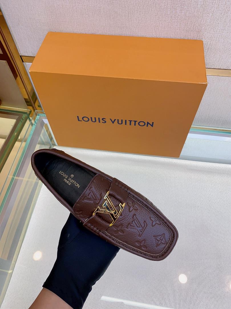 original Single Quality Counter New Louis V Pure Handmade Driving Mens Shoes Bean Shoes