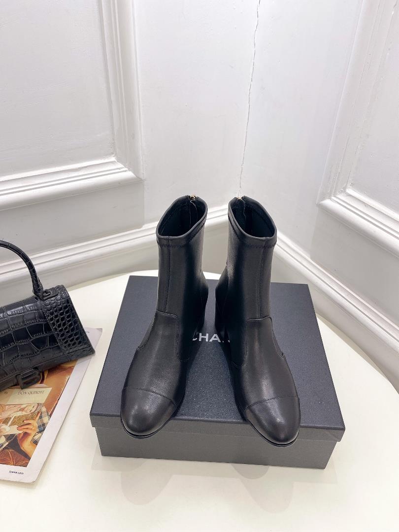 chanel 2023 spring and summer new product counters classic models behind the zipper thick heel boots