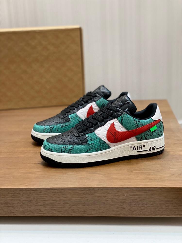 Louis Vuitton x x Nike co branded model is designed to basically follow the style of THE TEN The Swoosh line and tongue label have a familiar visual