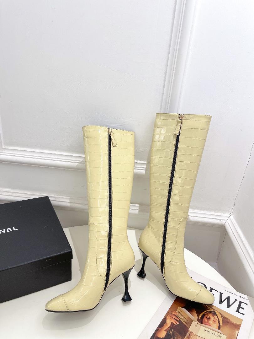 chanel 2023 spring and summer new product counters classic stone pattern high heeled boot