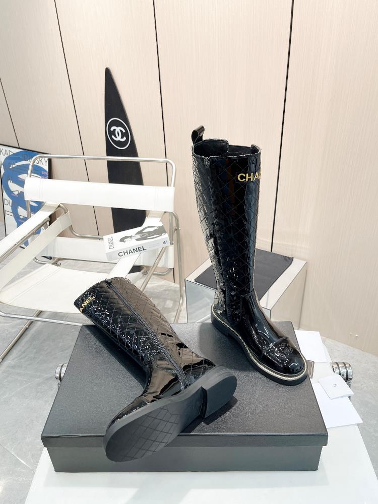 Chanel Classic Embroidered Checker Boots The 2023 Paris Fashion Week runway showcases the latest classic diamond double C embroidery logo the full di