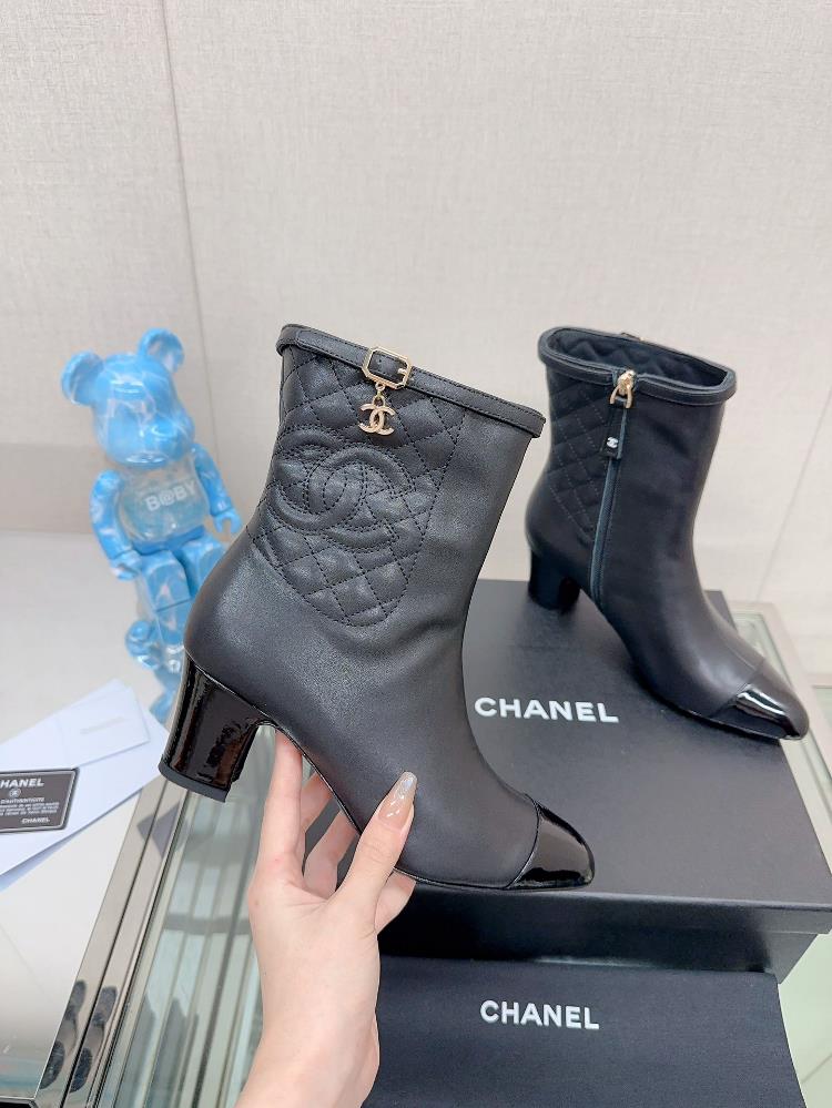 Short boots Long boots 23Ss Autumn and Winter Chane Xiaoxiang New Back Lingge Coarse Heels