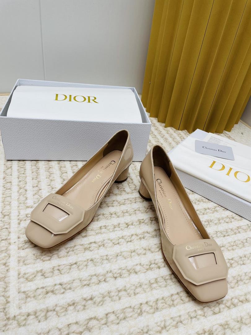 dIOR SpringSummer New Day Series Jelly Color Thick Heel Square Headed Womens Shoes CD Le