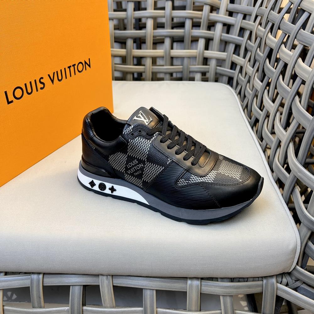 LOUIS VITTIO Mens RUN AWAY Casual Sports Shoe is made of technology fabric mesh calf leather and Epi cow leather which are made of multiple materi