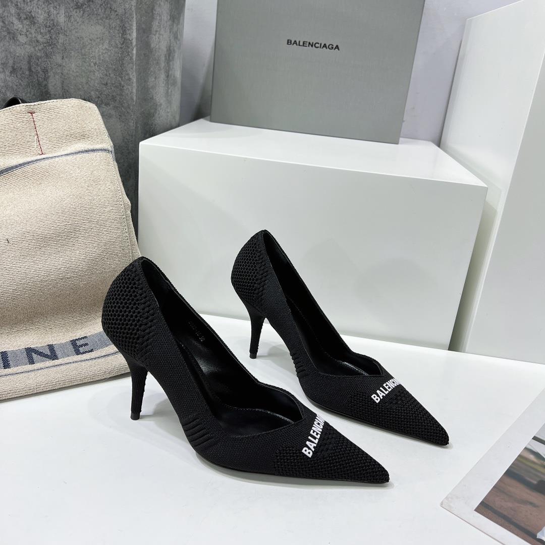 High quality factory shoes Balenciag Paris Home 3 Early Autumn New High Heel Elastic Woven