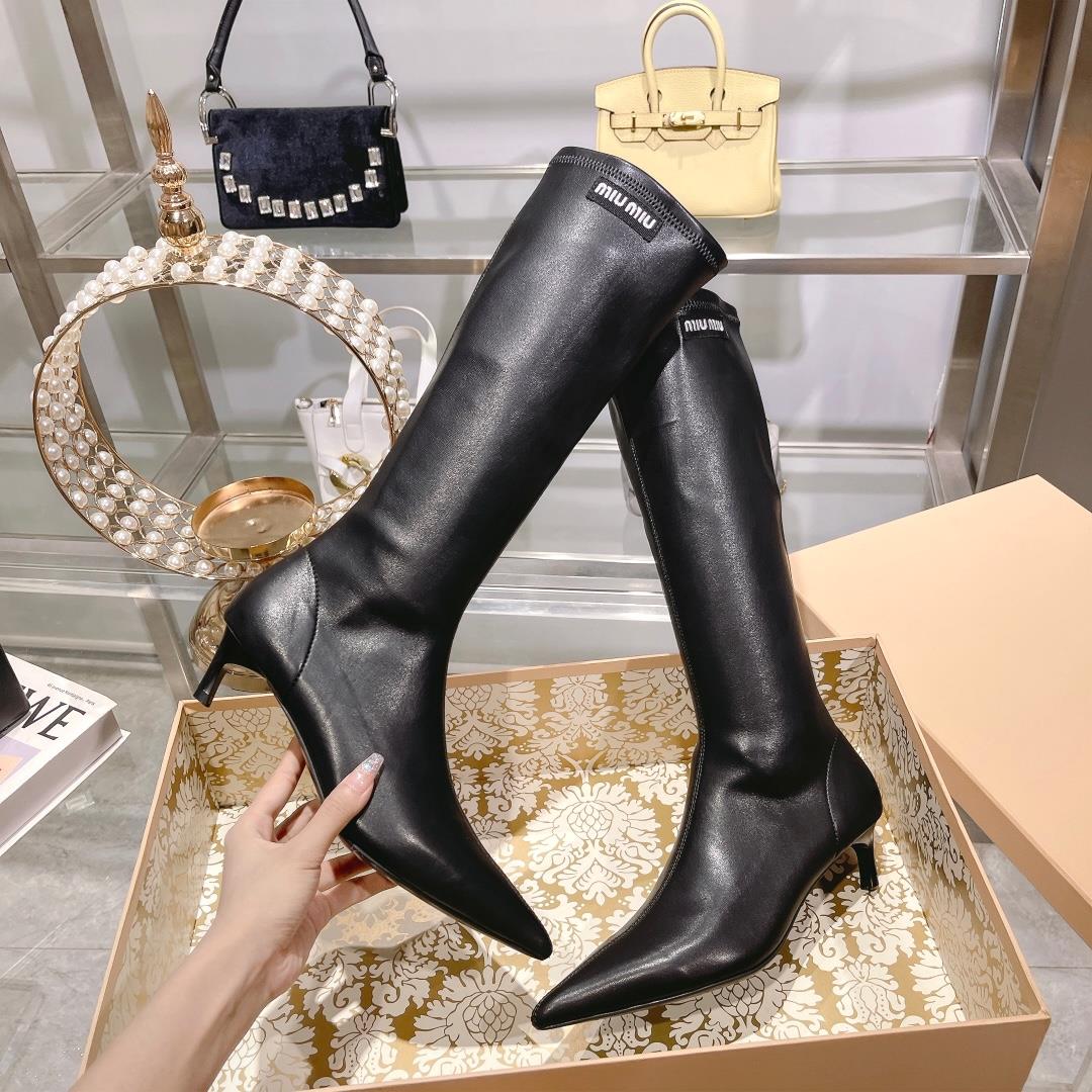 Long boots for appearance  Miu Miu runway style new spring boots for autumn and winter 2