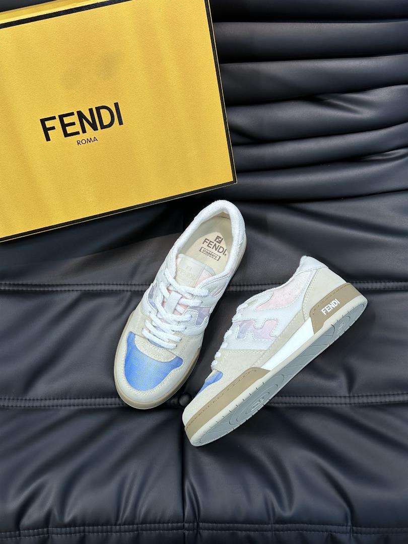 Fend Mens Match Tanabata Limited Casual Sports Shoes Tongue Straps Retro Label White Su